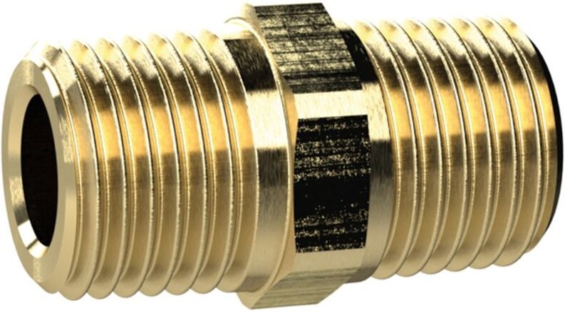 Riegler - Doppelgewindenippel, r 1 1/2 a., r 1 1/2 a., sw 50, Messing