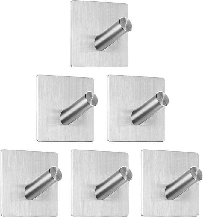 Handtuchhalter Ohne Bohren, 6 Stück Klebehaken, Edelstahl Haken Selbstklebend, Klebehaken Extra Stark für Bad und KüChe