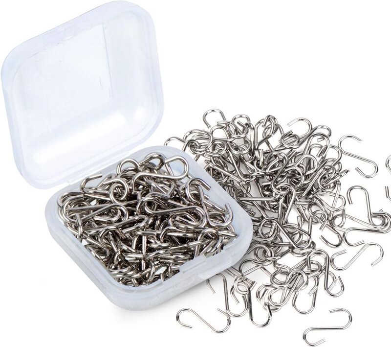 150 Stück 0,55 Zoll Mini-S-Haken-Verbindungsstücke S-förmiger Haken mit Aufbewahrungsbox für Heimwerkerarbeiten, zum Auf...
