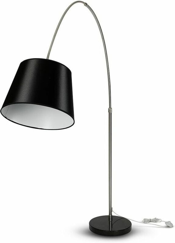 V-TAC Gebogene LED-Stehleuchte mit E27-Lampenfassung (max. 60 W), Farbe Schwarz, Höhe: 196 cm