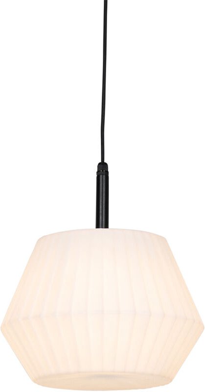 Moderne Außenhängelampe schwarz mit weißem Schirm 32,9 cm IP44 - Robbert