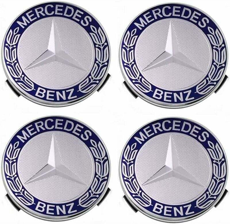 4 Stück Radkappen kompatibel mit Mercedes Benz 75 mm – Blau - Gabrielle