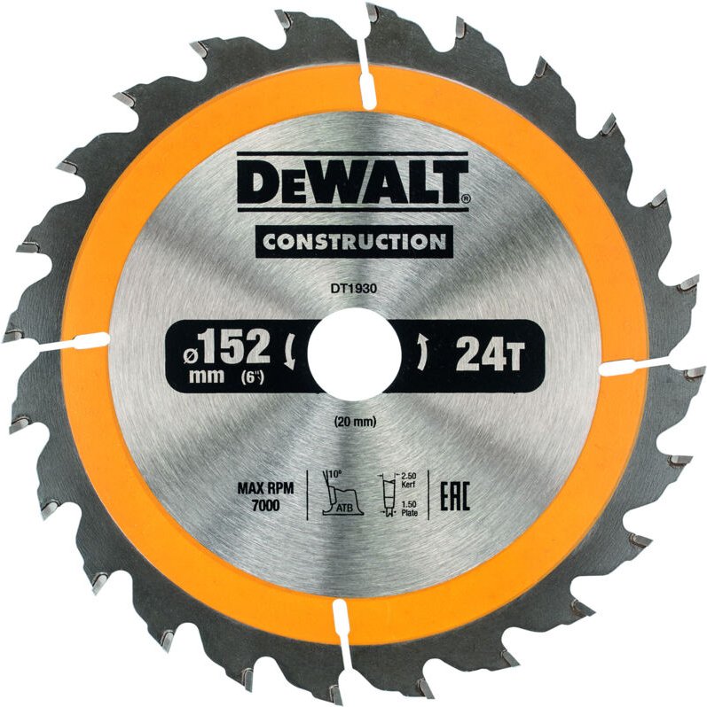 DEWALT Kreissägeblatt Handkreissäge 152/20 mm 24WZ DT1930-QZ