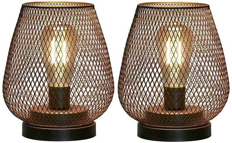 Designer Nachttischlampe Akku Außentischlampen 2er Set Metallkäfig Tischlampen Kabellose Wohnzimmer Tischlampe Hochzeite...