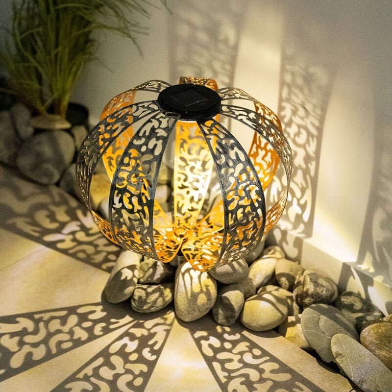 Solarkugel für Außen goldfarben Kugel Solarleuchte Garten Solarlampe orientalisch, mit Lichteffekt und Erdspieß, 1x led ...