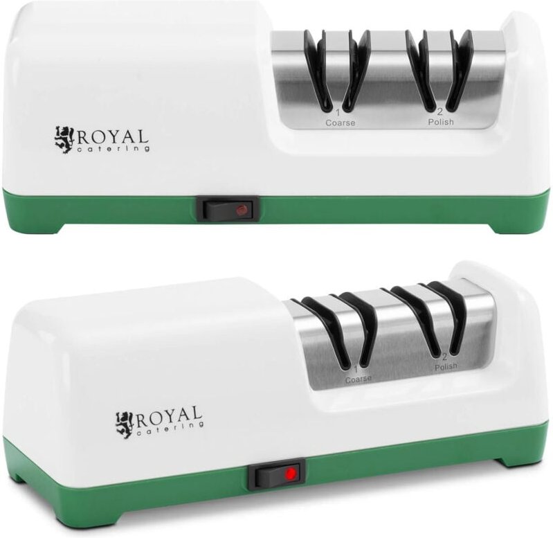 Royal Catering - Elektrischer Diamant-Messerschärfer Profi-Messerschleifer 2 Stufen 20° Weiß