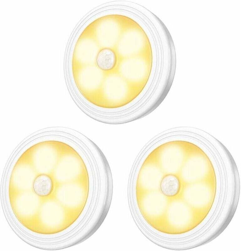 Linghhang - LED-Schrankleuchten, 3er-Pack, LED-Nachtlicht, Bewegungsmelder, LED-Licht mit Magnetfuß für Küchentreppen, S...