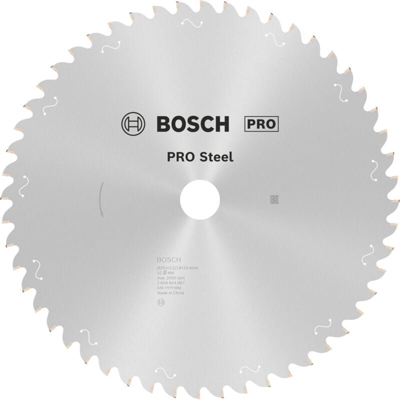 Pro Sägeblatt Steel für Kreissägen, Netz-/kabelgebunden, 254 x 2,2x 25,4 mm, T52 - Bosch