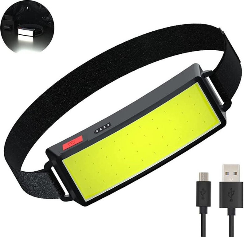 Aougo - COB-LED-Stirnlampe, leistungsstarke wiederaufladbare USB-Stirnlampe, wasserdichter Scheinwerfer 500 Lumen, 2 Stü...