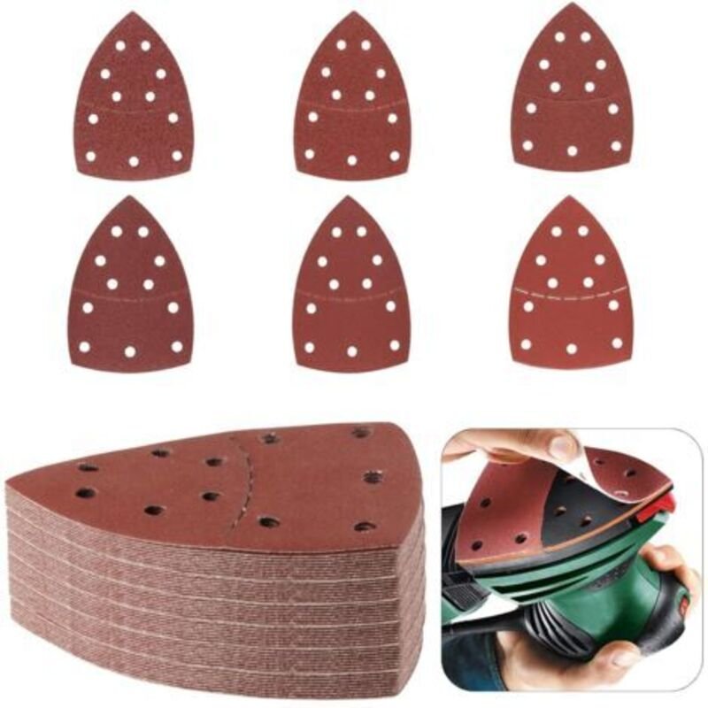 60 Stück dreieckige Schleifblätter, Schleifpapier für Mausschleifmaschinen, Schleifscheiben mit 11 Löchern, Schleifpapie...