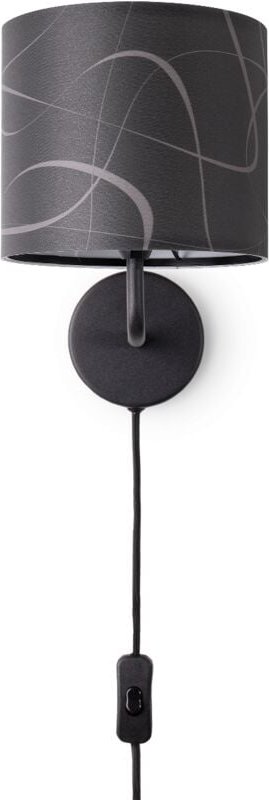 Tischlampe Nachttisch Stoffschirm Wandleuchte Wohnzimmer Tischleuchte Vintage Wandleuchte - Schwarz, Design 2 (Ø18 cm) -...