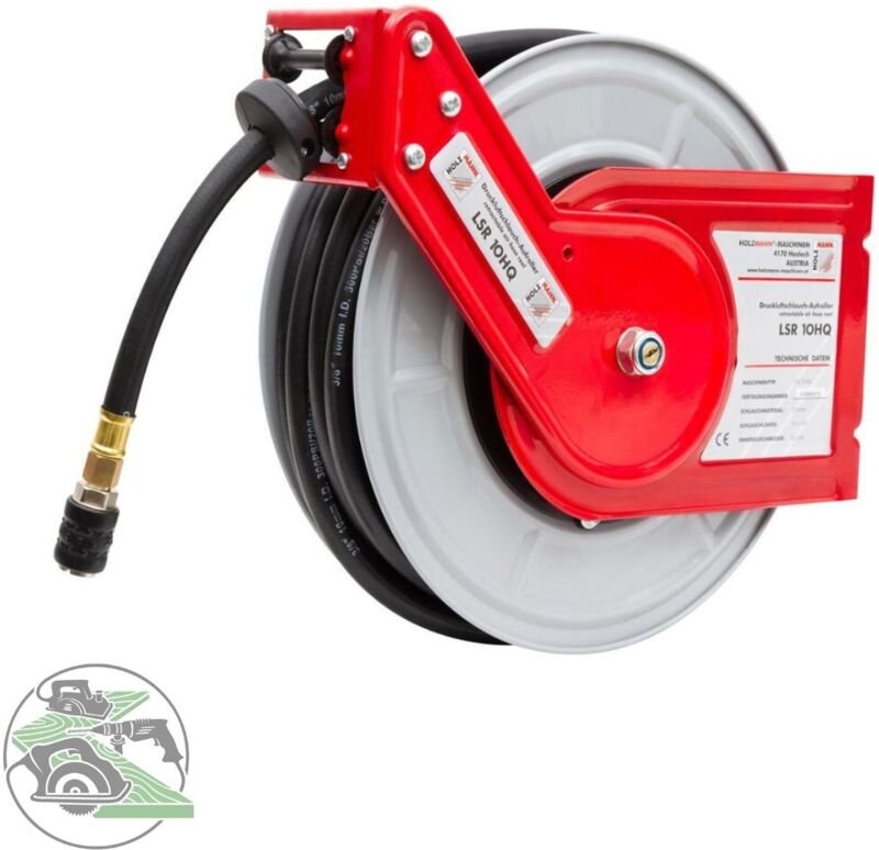 Maschinen LSR10HQ Druckluft-Schlauchaufroller 10 m 10 bar Wandbefestigung, Deckenbefestigun - Holzmann