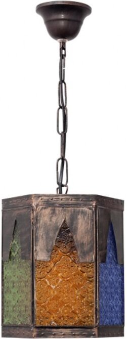 Fabrilamp - meknes handgemachte anhänger 1xe27 braun/farben regx16,5d sechseckig