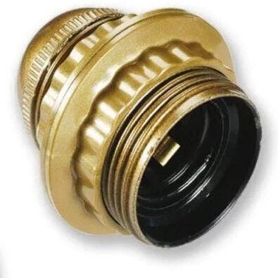 Electraline - Lampenfassung E27 gold mit Gewinde und Ring, Durchmesser 10, 150W, 4A, 250V
