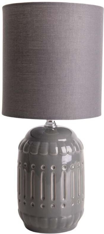 Tischlampe Tischleuchte Leselampe Keramik Nachttischlampe Textil grau H 30 cm