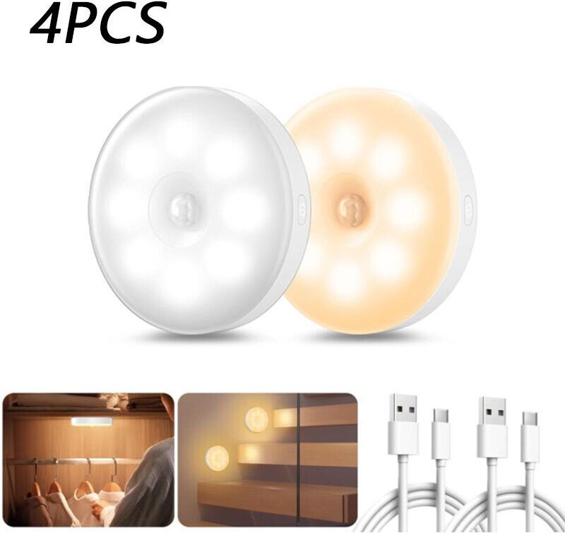 USB wiederaufladbare Lampe mit Bewegungsmelder für den Innenbereich, Nachtlicht mit Bewegungsmelder für Flur, Küche, Tre...