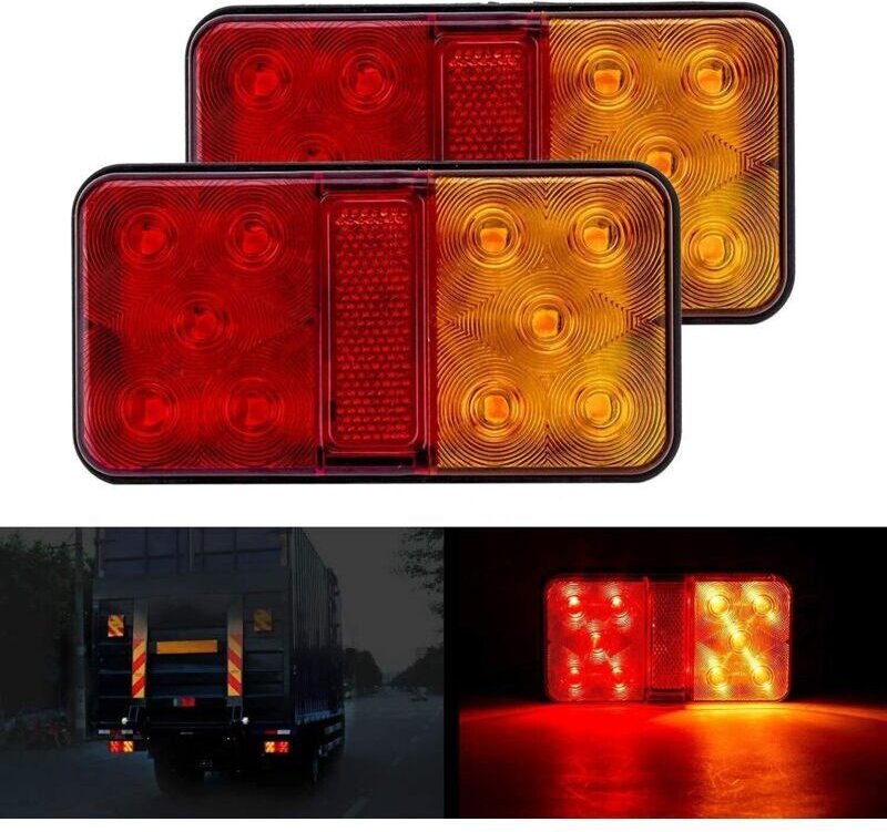 Set mit 2 multifunktionalen LED-Rückleuchten für Anhänger, 12 V, wasserdicht, Parkblinker, für Lkw, Anhänger, Wohnwagen,...