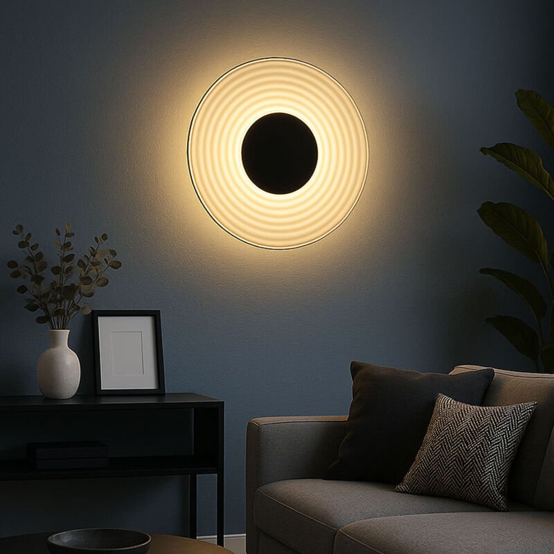 Wandleuchte Wandlampe Flurleuchte schwarz matt Glas rauchfarben LED D 30 cm