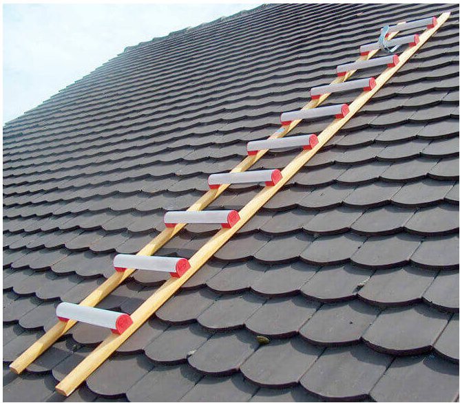 Alu/Holz Dachleiter - Sprossenabstand 25cm - Länge 5.50m - HIM4138.25.550