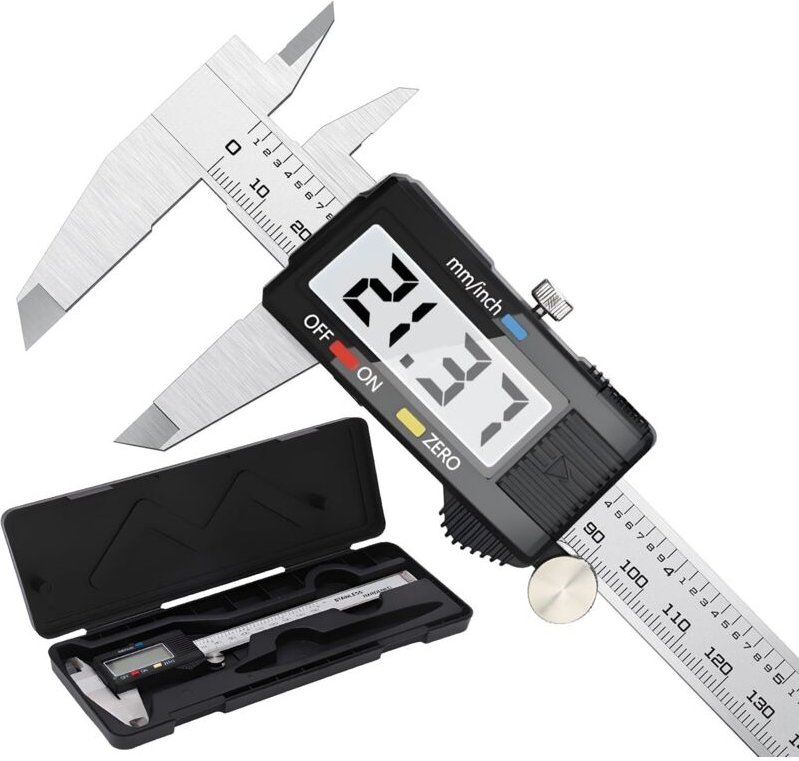 Tonchean - Messschieber, 150 mm digitaler Messschieber aus Edelstahl, großes LCD-Display, einstellbare Genauigkeit 0,01 ...