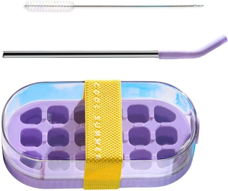 Tragbarer Eiswürfelbereiter mit 18 Silikonbehältern – antihaftbeschichtet + Bürste