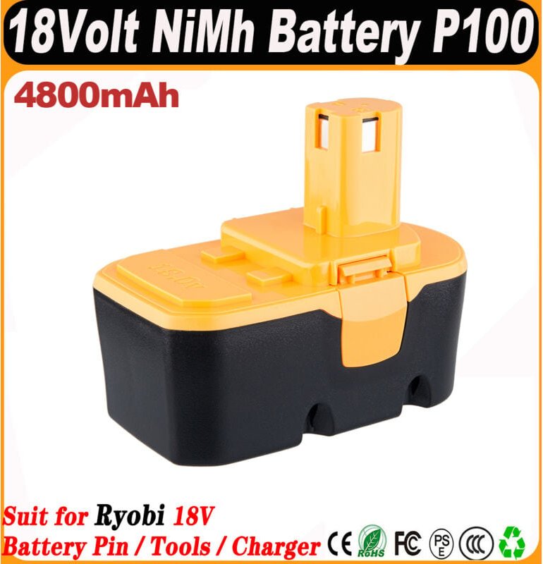 1 Stück 4,8 Ah Ni-Mh P100 Ersatz für Ryobi 18 V Akku Pin P101 ABP1801 ABP1803 BPP1820 kompatibel mit Akku-Elektrowerkzeu...