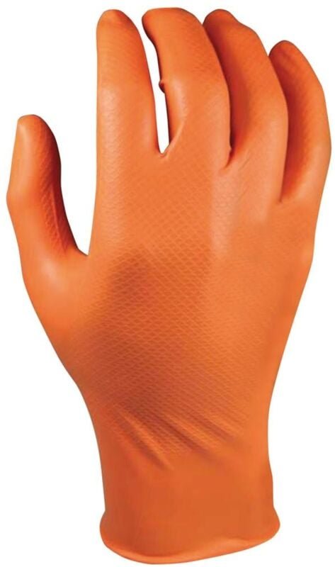 Thumbnail - Einweghandschuh Grippaz nbr Gr. 11 orange, Box a 50 Stück
