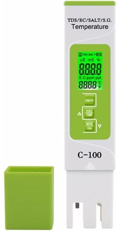 5-in-1-Digital-Wasserqualitätstester zum Testen von TDS/EC/Salzgehalt/SG./Temperatur mit hoher Genauigkeit, Test für Tri...