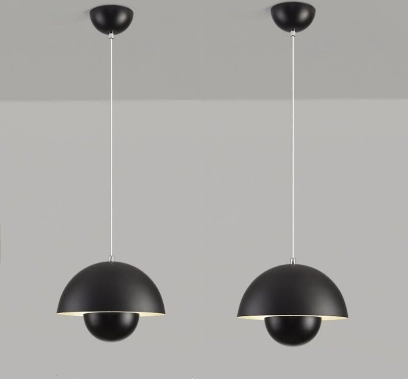 Modern Pendelleuchte Kreative Metall Hängeleuchte Lampenschirm Höhenverstellbare Kronleuchter 2 Stück Mattschwarz