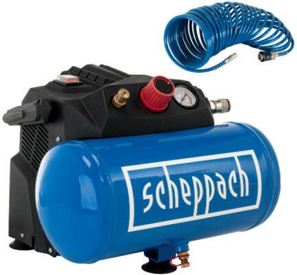 Scheppach - Kompressor HC06 ölfrei 6L 8bar 1200W + 5 m Sprialschlauch