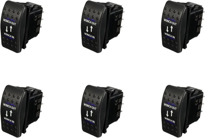 6X 12V 20A Winch in Winch Out ein-aus-ein Wippschalter 7-Polige led Blau