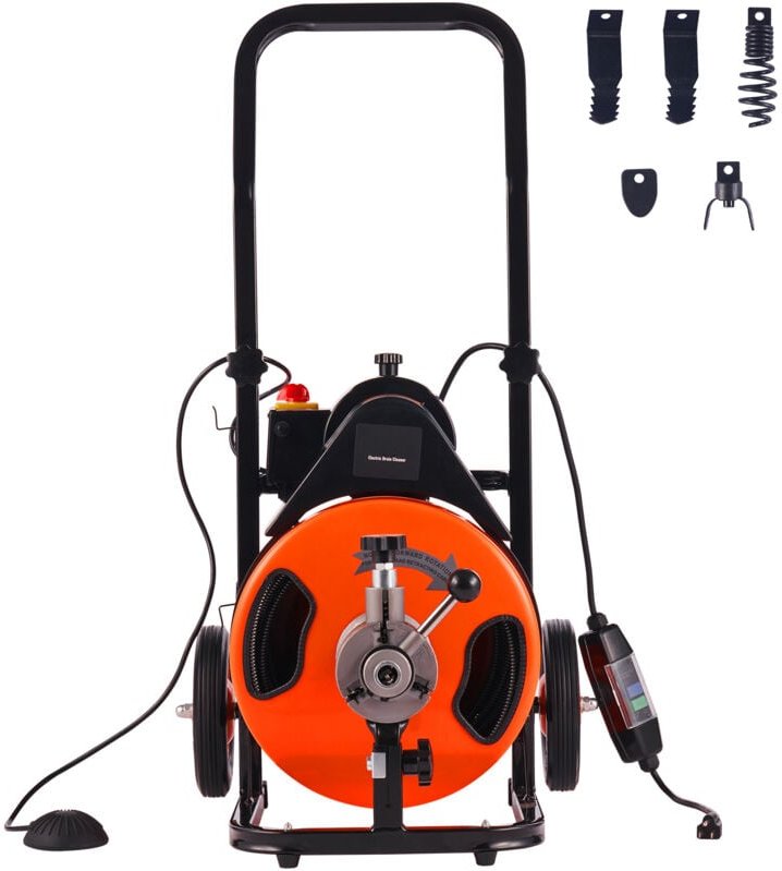 Mophorn - Abflussreiniger Elektrische Rohrreinigung 220V Rohrreiniger 15m x 9,5mm Stahlkabel Rohrreinigungsspirale 1500 ...