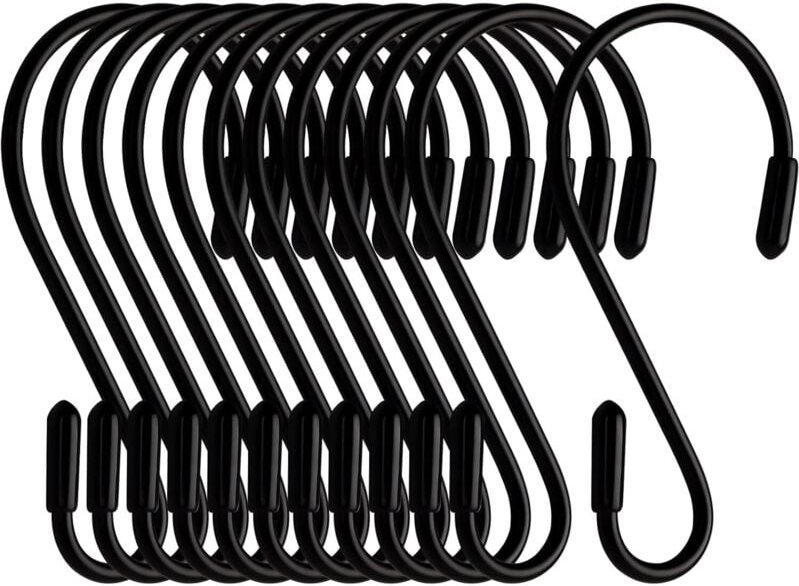 12er Pack S-Haken - schwarz - 8cm - S-Form - maximale Tragkraft: 5kg