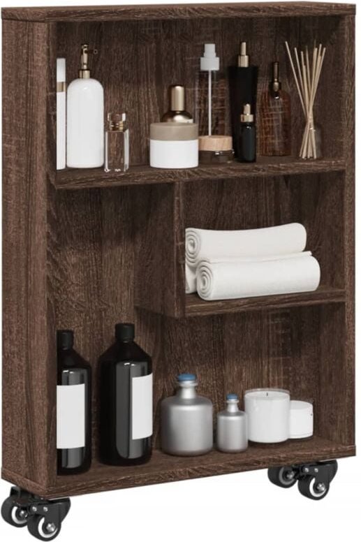 Aufbewahrungswagen Schmal Eichen-Optik 48x13x68cm Holzwerkstoff Vidaxl