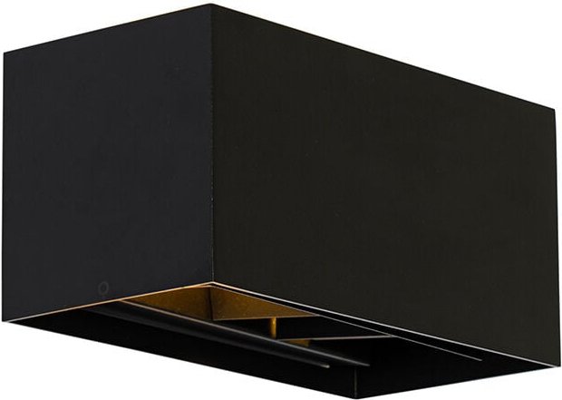 Moderne Wandleuchte schwarz rechteckig 2-flammig - Edwin