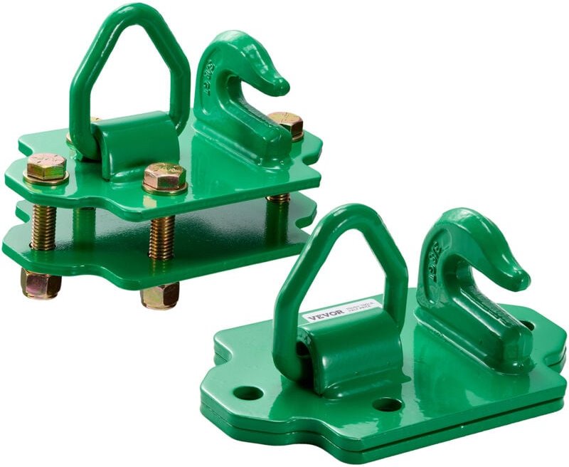 9,52 mm Traktor-Eimerhaken mit Zurrring, Stahl der Güteklasse 70, 2er-Set anschraubbarer Greifhaken mit Rückplatten, gee...