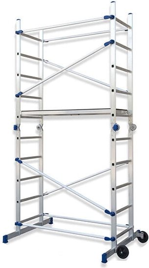 Alu Gelenkgerüst, HxBxT 310x155x112cm klappbar, auch als Arbeitsplattform, Leiter, Stehleitern verwendbar, 2 Rollen, max...