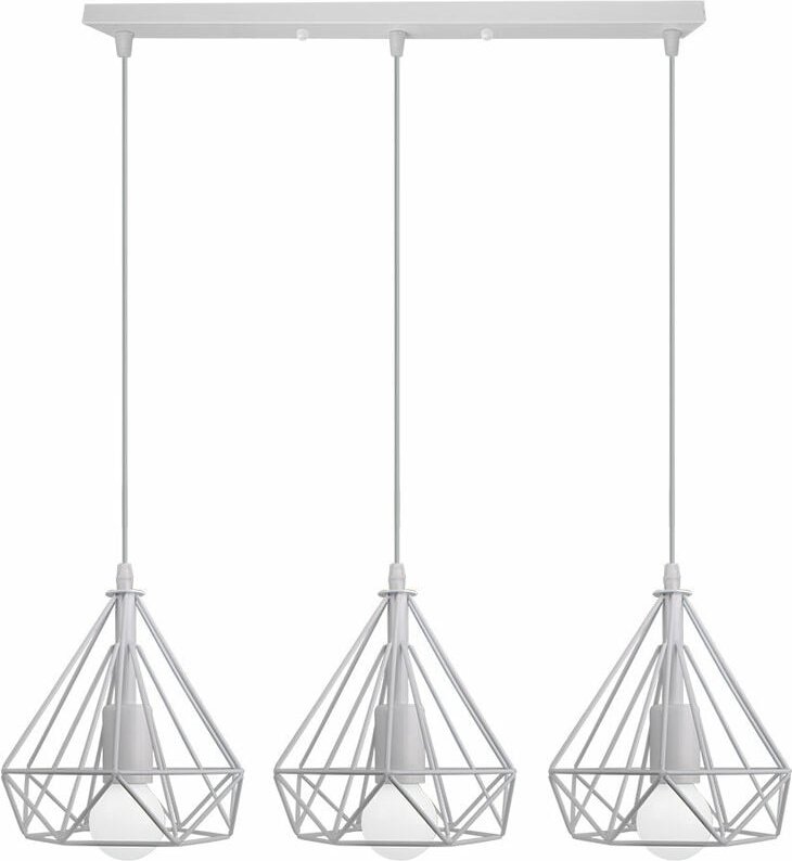 Pendelleuchte 3 Flammig Vintage Hängelampe mit Diamant Form Käfig Retro Kronleuchter aus Metall für Loft Esszimmer Schla...