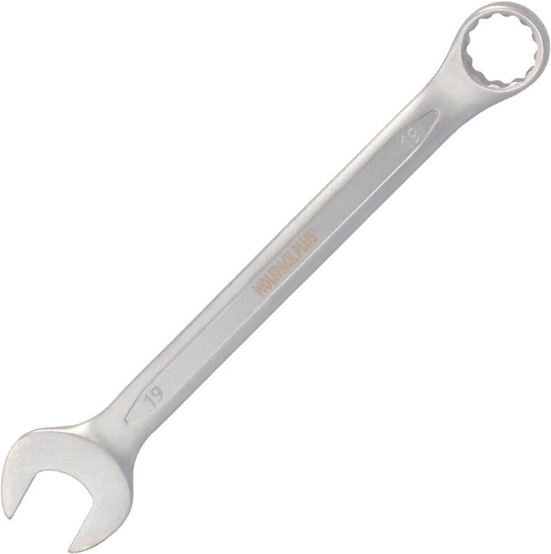 WOLFPACK LINEA PROFESIONAL Ringmaulschlüssel Plus 19x19 Chrom-Vanadium-Stahl DIN 3113. Doppelmaulschlüssel, fester Schra...