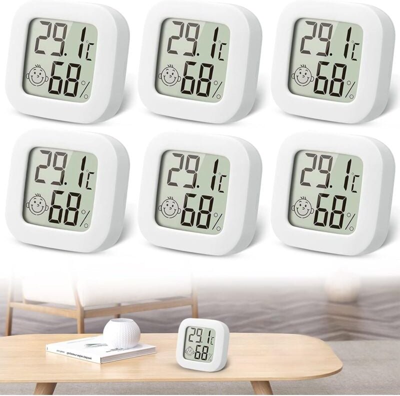 6 Stücke Mini Innenthermometer Hygrometer, Hochpräzises Digitales Innenthermometer Hygrometer, Heimthermometer für Babyz...