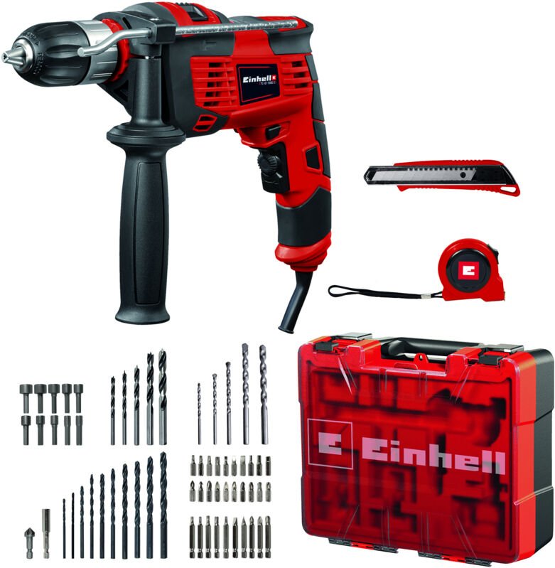 Schlagbohrmaschinen-Set tc-id 1000 e Kit +64 (1010 w, Drehzahl-Elektronik, 13 mm-Schnellspannbohrfutter, Schlagzahl 48.0...
