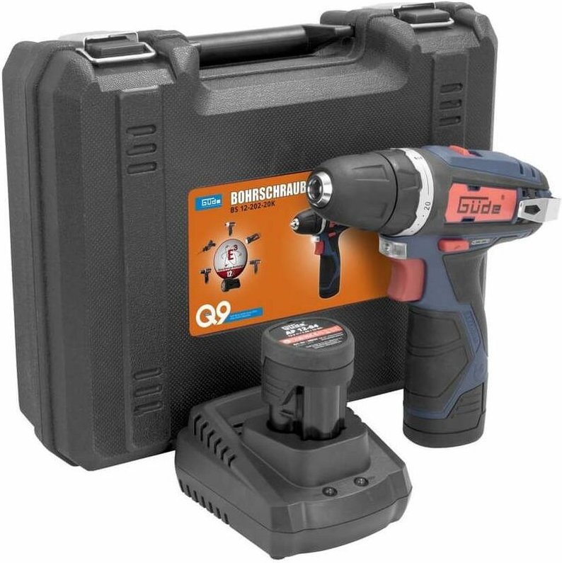 Güde - Q9 Akku Bohrschrauber bs 12-202-20K Akkuschrauber Koffer + Akku & Ladegerät