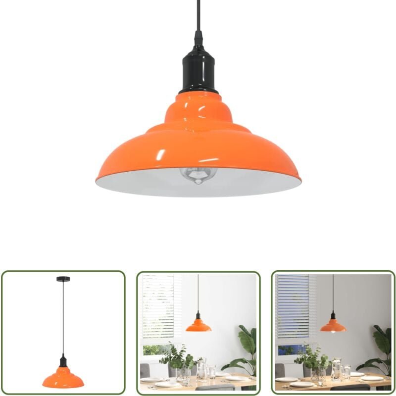 The Living Store - vidaXL Pendelleuchte Höhenverstellbar E27 Orange Glänzend Ø31cm Metall