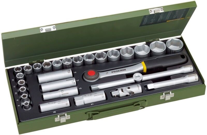 Proxxon - Steckschlüsselsatz für die kraftvolle Mechanik. 1/2'-Ratsche, 29-tlg.