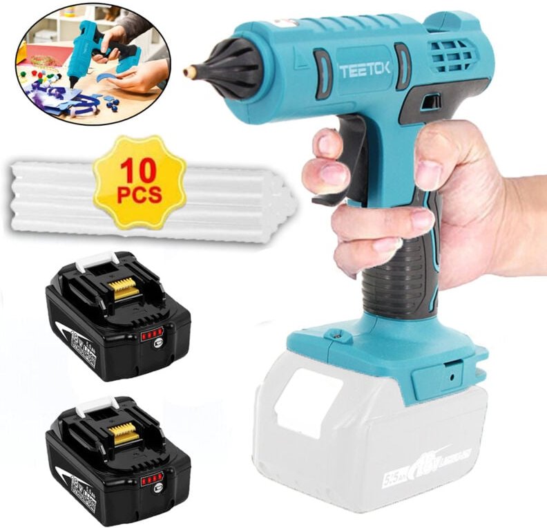 Klebepistole, kabellose Klebepistole, 18 v Akku-Lithium-Heißklebepistole , tropffrei, + 10 Stück 11 mm Klebestifte für H...