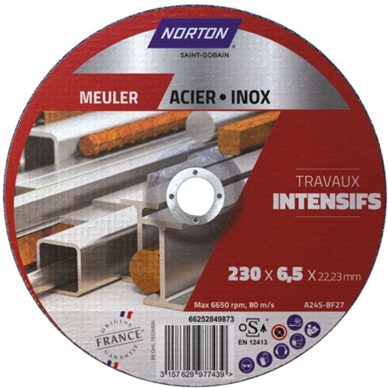 Abschleifring mit versetztem Kern, intensives Metall, 230x6,5x22,2 – Norton