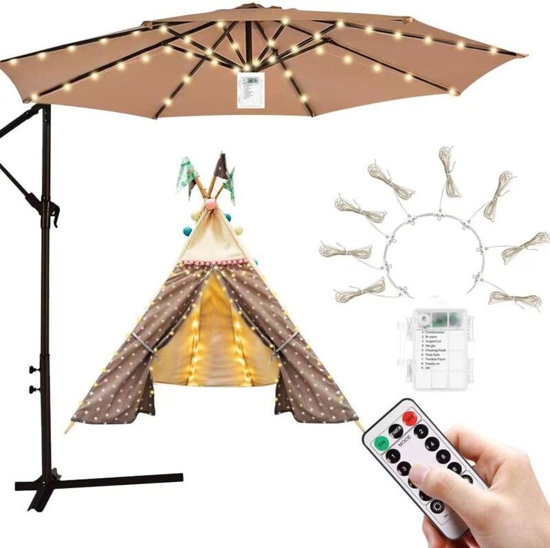 Sonnenschirmbeleuchtung, Gartenschirm-Lichterkette, LED-Sonnenschirm-Lichterkette, Sonnenschirmbeleuchtung