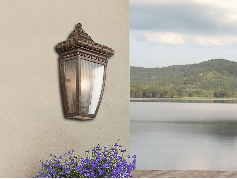 Elstead - Historische Außenwandleuchte Halbschale venetian rain, Bronze Höhe 30cm