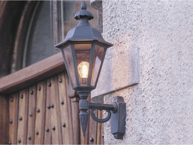 Konstsmide - Große Außenwandleuchte pallas Laterne stehend, Alu Schwarz, Höhe 61cm