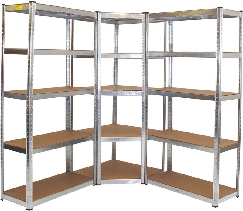 Regalsystem 3 teilig, 1 Eckregal & 2 Schwerlastregale 180x90x40 cm, 15 Böden, 2625 kg Traglast